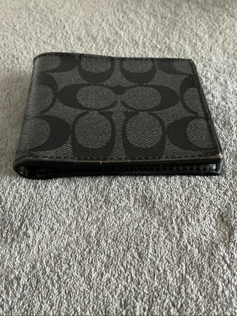 Men's Coach Black Monogram Bi-Fold Wallet, Black